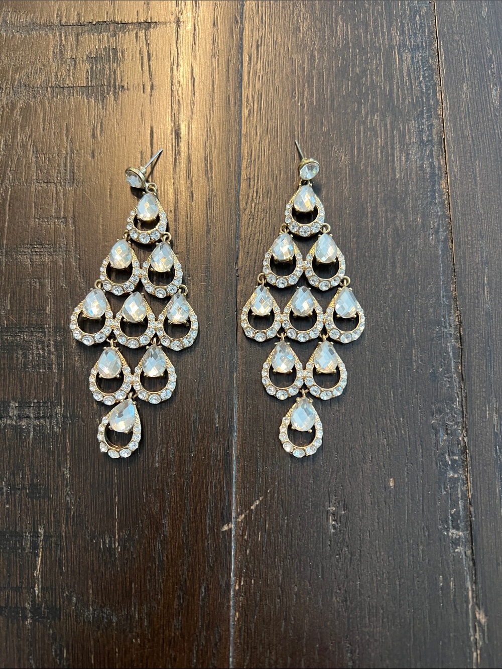 Chandelier Teardrop Crystal Dangle Earrings - White Opal